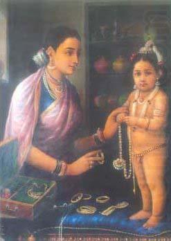 Yashoda decorating Krishna, Raja Ravi Varma